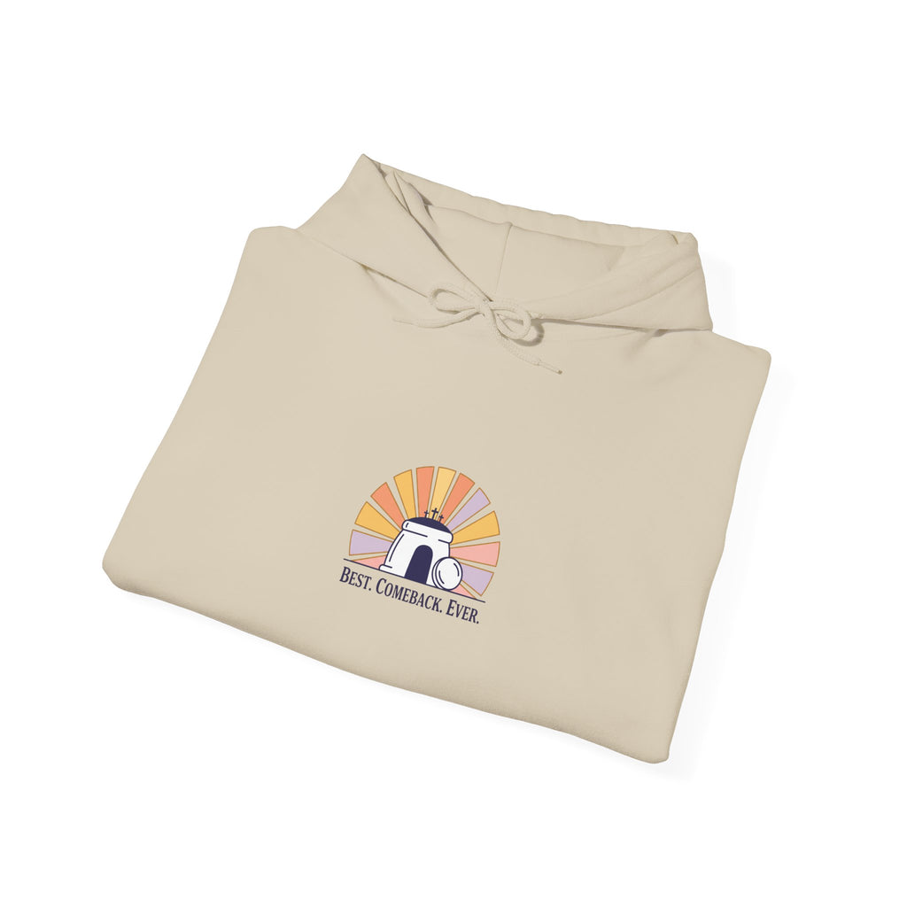 He Is Risen Sunrise Hoodie | Christian Easter shirt, faith-based humor
